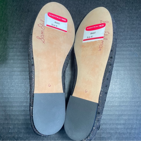 BNIB SAM EDELMAN BLACK METALLIC MULTI DOT GLITTERY FLATS SIZE 6M - Picture 6 of 9